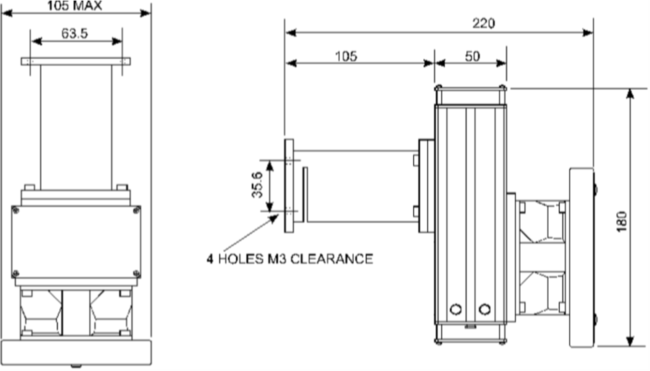 IL1 Quartz Halogen lamp housing front and side dimensions